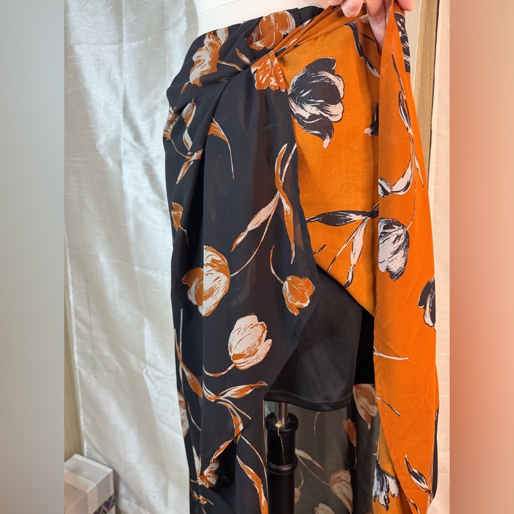 Sienna Sky Black and Orange Floral Midi Skirt - Picture 8 of 11